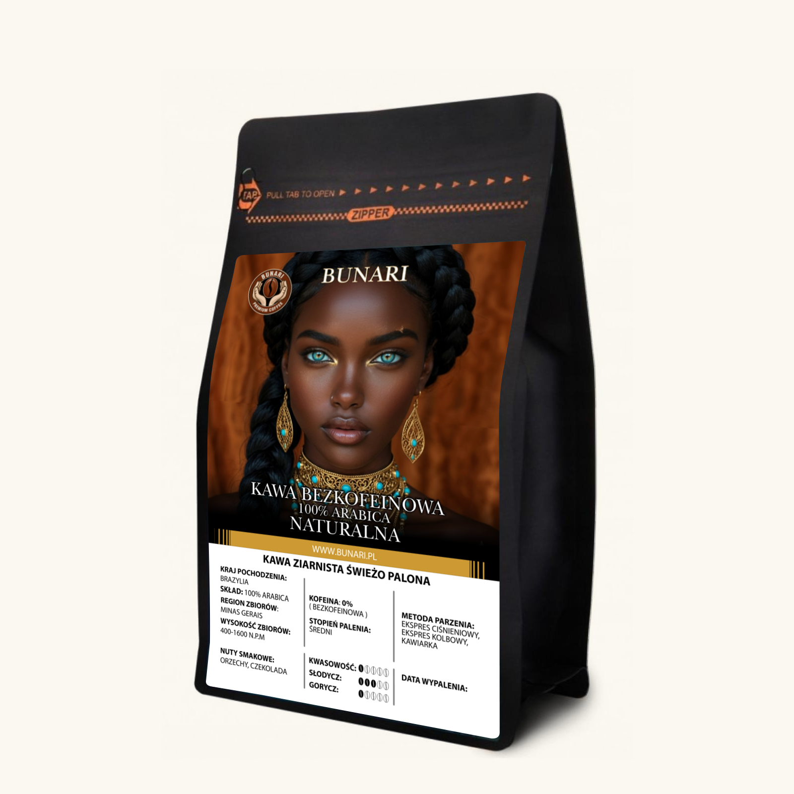Kawa Bezkofeinowa Naturalna - BRAZYLIA Minas Gerais 100% Arabica